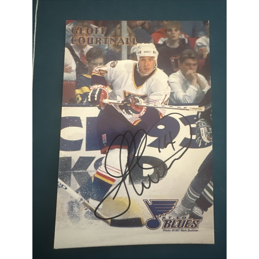 1997 Geoff Courtnall Autographed Card #14 St Louis Blues 4x6" RARE NHL Autograph